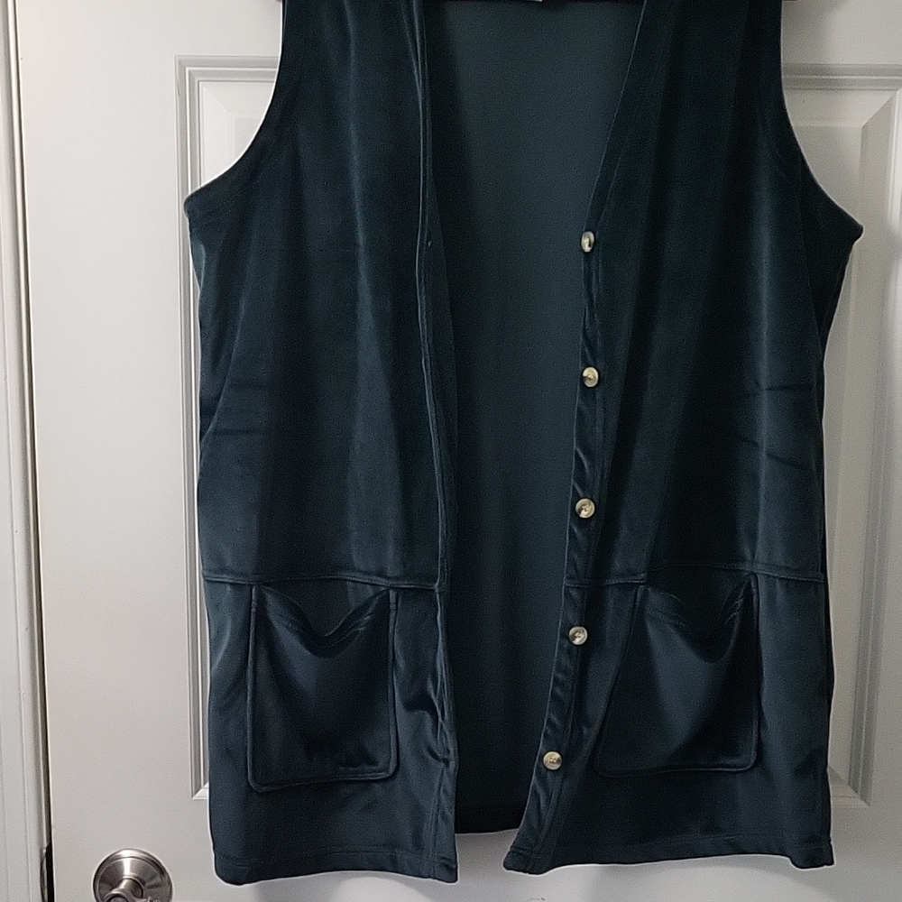Only Necessities Black Sleeveless Button Front Vest Top Women’s Large - Picture 6 of 7
